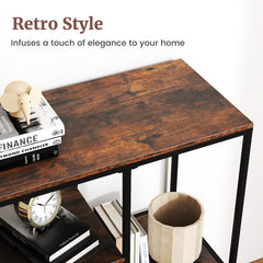 100CM Console Table with Storage Behind Sofa Couch Table with Drawer-Rustic Brown