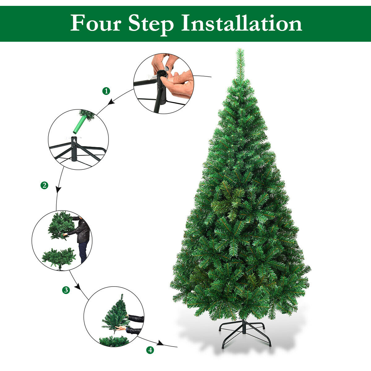5.9ft (1.8m) Artificial Christmas Tree with Metal Stand