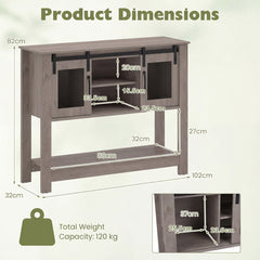 102CM Small Entryway Table with Barn Sliding Doors-Grey
