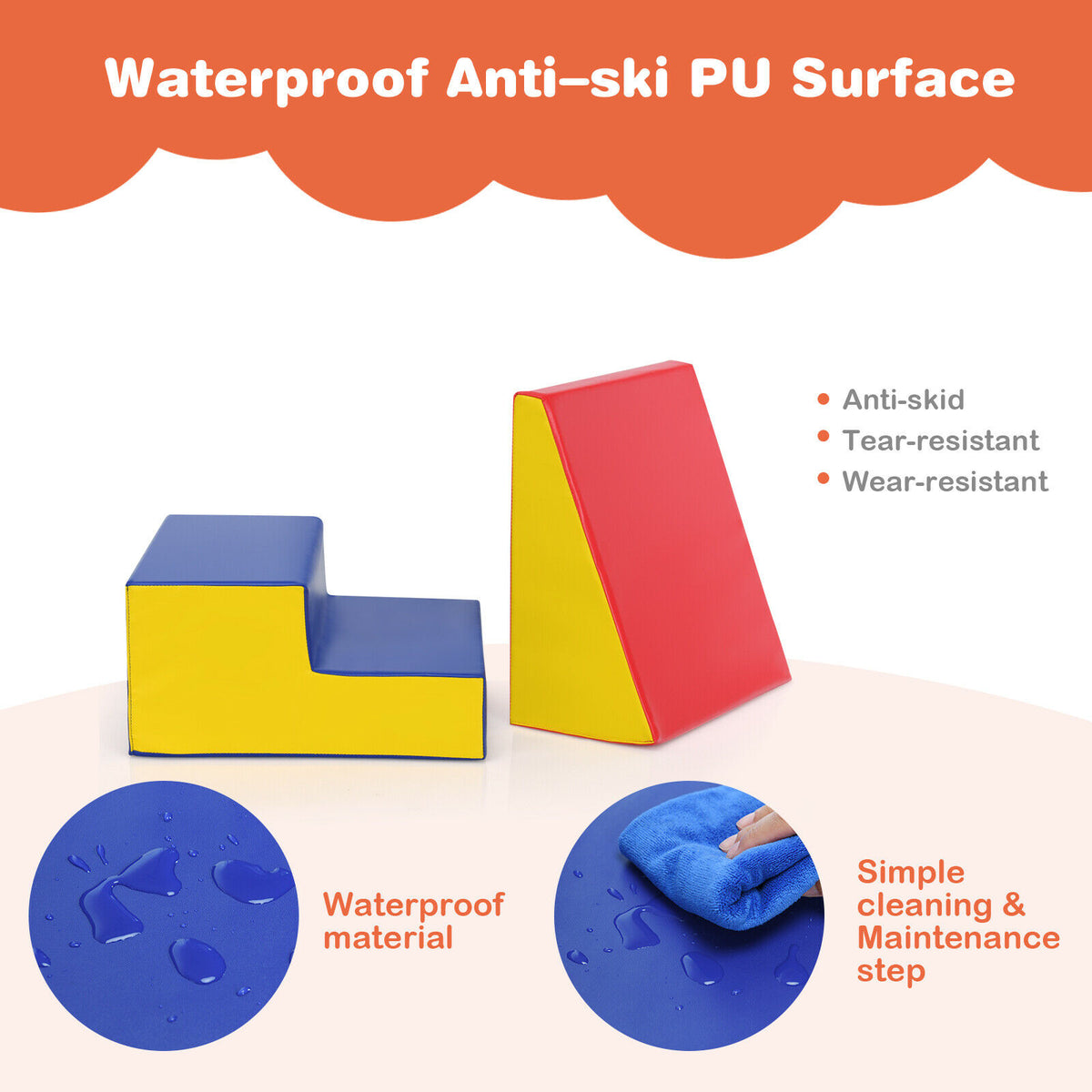 Toddler Climb and Crawl Foam Play Set-Blue & Red