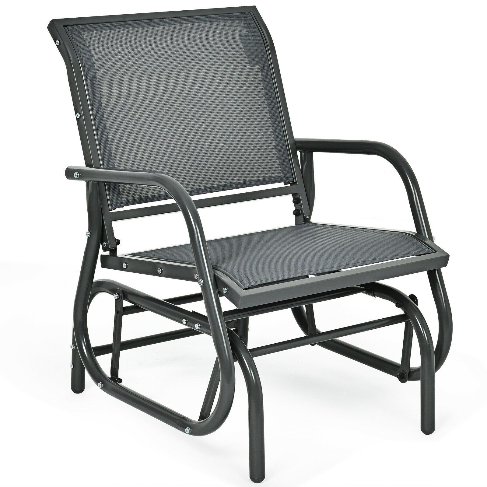 Outdoor Single Swing Glider Rocking Chair for Backyard-Grey