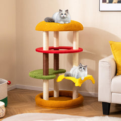 106 cm Modern Cat Tree with Padded Perch and Sisal Post for Indoor-Yellow