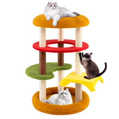 106 cm Modern Cat Tree with Padded Perch and Sisal Post for Indoor-Yellow
