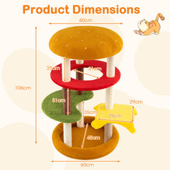 106 cm Modern Cat Tree with Padded Perch and Sisal Post for Indoor-Yellow