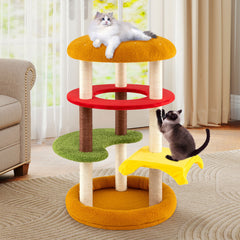 106 cm Modern Cat Tree with Padded Perch and Sisal Post for Indoor-Yellow