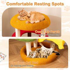 106 cm Modern Cat Tree with Padded Perch and Sisal Post for Indoor-Yellow
