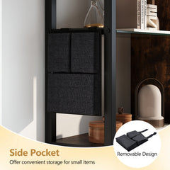 107 CM Industrial Floating Shelves 6-Tier Wall Mounted Shelf with 8 S-Hooks-Black