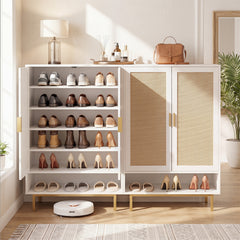 108CM Tall Shoe Cabinet 6-Tier with 2 Doors and Adjustable Shelves-White