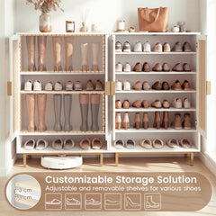 108CM Tall Shoe Cabinet 6-Tier with 2 Doors and Adjustable Shelves-White