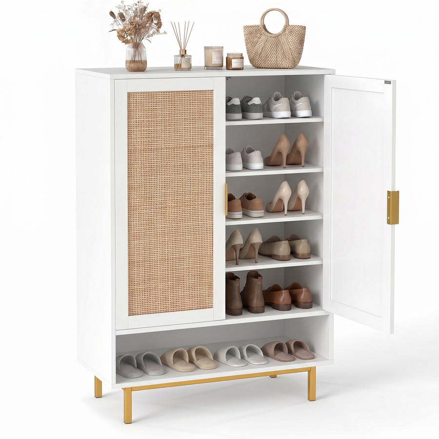 108CM Tall Shoe Cabinet 6-Tier in White