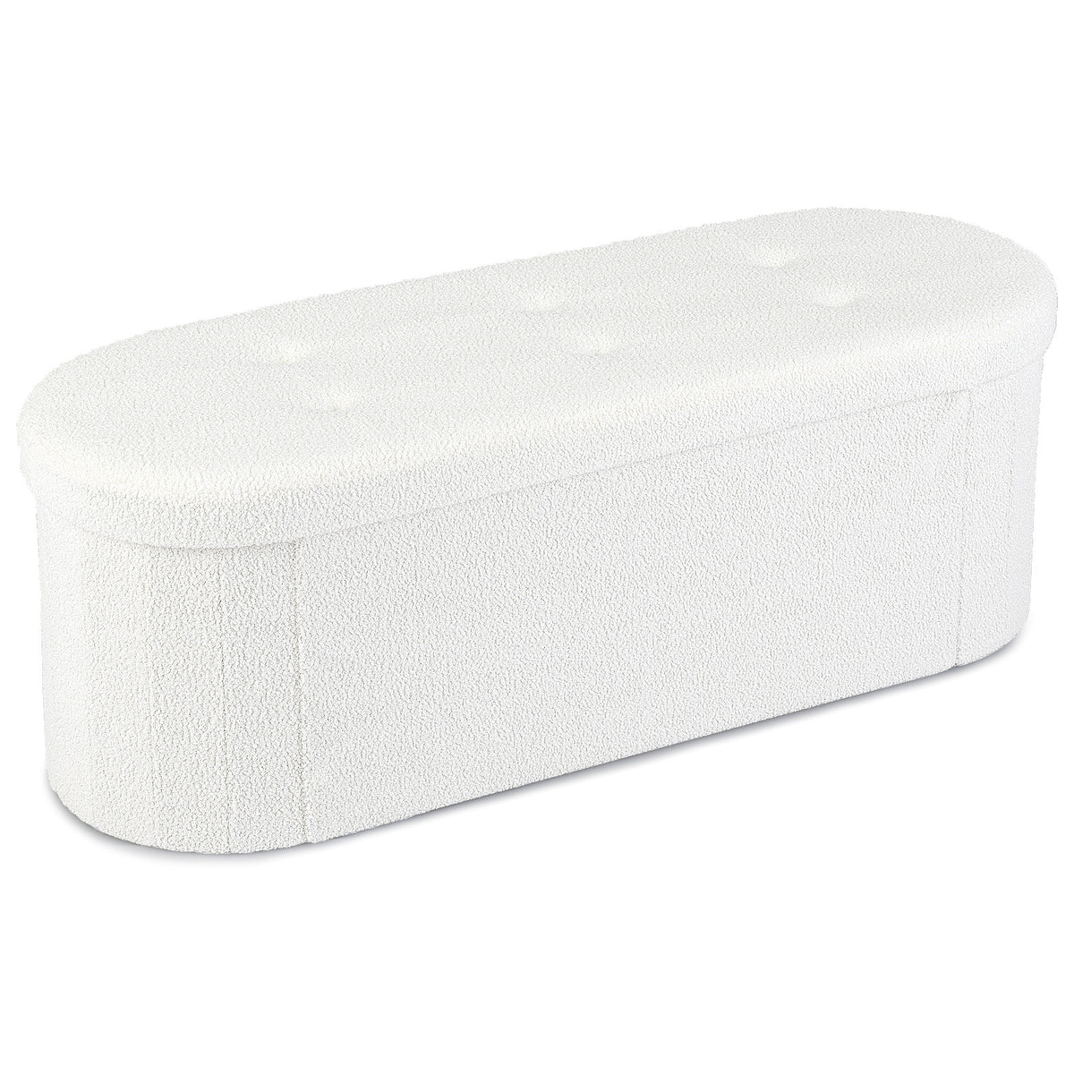 109cm Oval Ottoman with Dividers and Storage-Beige