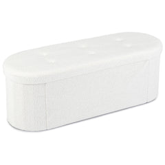 109cm Oval Ottoman with Dividers and Storage-Beige