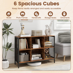 110 CM 6 Cube Bookcase with Heavy-Duty Metal Frame for Home Office-Rustic Brown