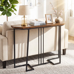 110 CM Narrow Entryway Table with Faux Marble Top for Living Room-Coffee