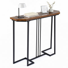 110 CM Narrow Entryway Table with Faux Marble Top for Living Room-Coffee
