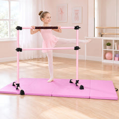 110 KG Max Load Adjustable Ballet Barre and Folding Gymnastics Mat in Pink, image 2