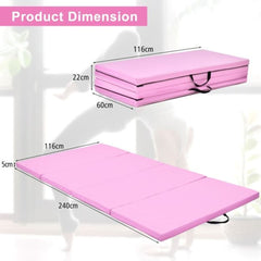110 KG Max Load Adjustable Ballet Barre and Folding Gymnastics Mat in Pink, image 4