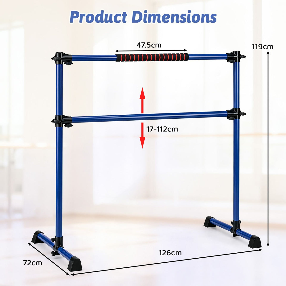 110 KG Max Load Adjustable Ballet Barre for Balance Workout for Strength Training-Purple