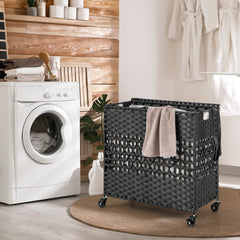 110L Collapsible Laundry Hamper Lid and Removable Liner Bag-Black