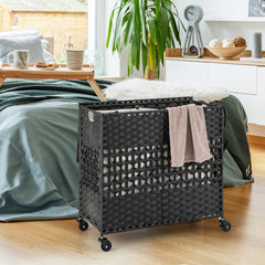 110L Collapsible Laundry Hamper Lid and Removable Liner Bag-Black