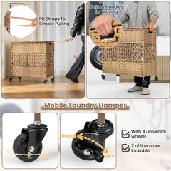 110L Collapsible Laundry Hamper Lid and Removable Liner Bag-Natural