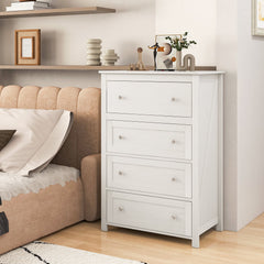 110cm Tall Storage Cabinet Chest of Drawers Clothes Organizer with 4 Drawers-White
