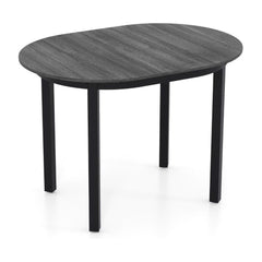 110CM Wooden Dining Table in dark grey with a smooth oval top and four sturdy black legs