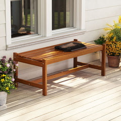 112cm Patio Wood Bench Outdoor Solid Hardwood Dining Bench