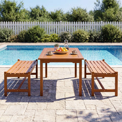 112cm Patio Wood Bench Outdoor Solid Hardwood Dining Bench