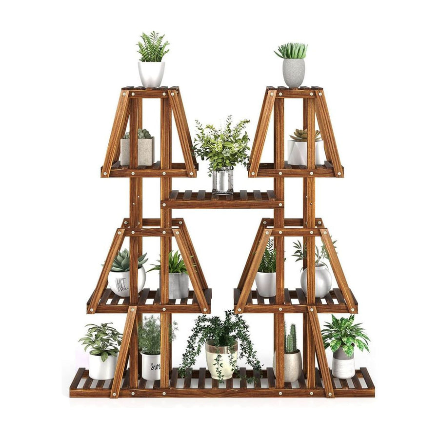 114 cm Tall Wood Plant Stand with 5 tiers and 10 plant holders
