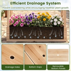 114cm Tall Wooden Raised Garden Bed with Side Trellis and Hanging Roof-Natural