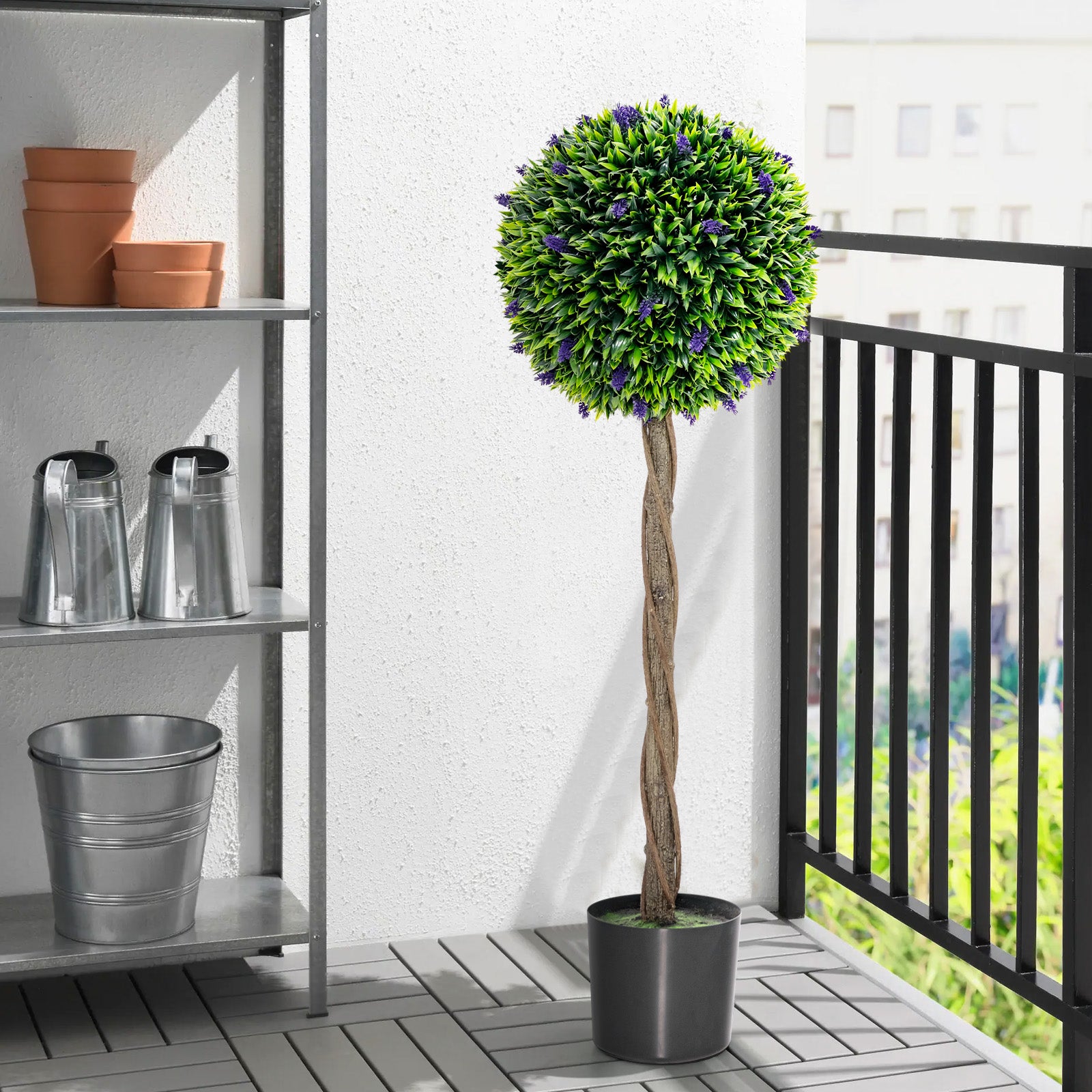 115 CM Artificial Boxwood Topiary Tree Fake Lavender Ball Plant-Green