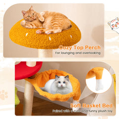 117 cm Modern Cat Tree with Sisal Posts and Plush Cushions for Indoor-Yellow