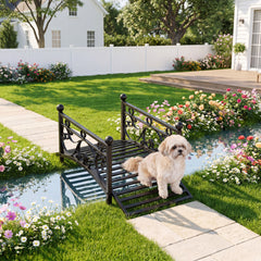 118 cm/101.5 cm Garden Metal Bridge with Dual Patterned Side Rails-S