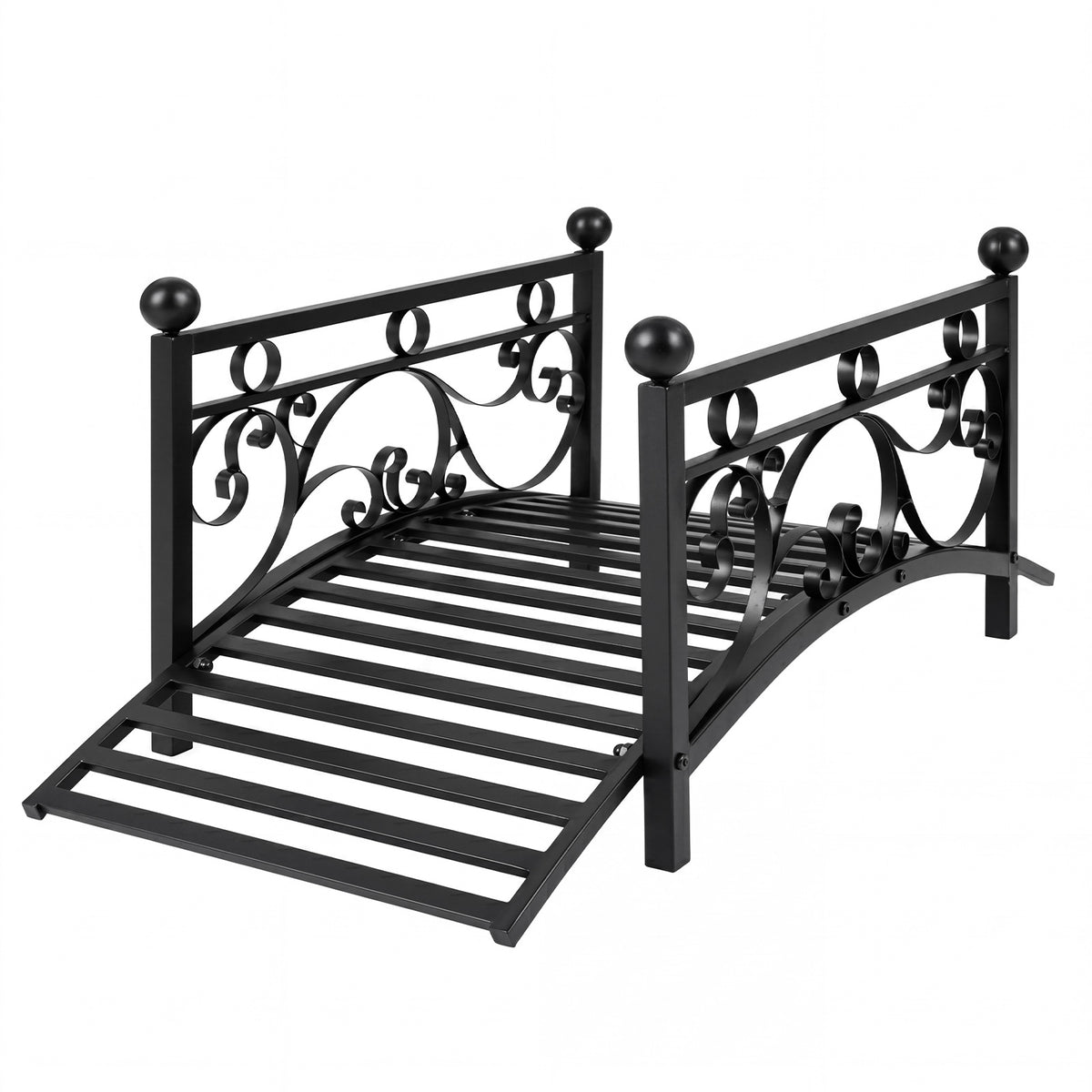 118 cm/101.5 cm Garden Metal Bridge with Dual Patterned Side Rails-S