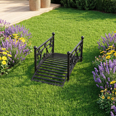 118 cm/101.5 cm Garden Metal Bridge with Dual Patterned Side Rails-S
