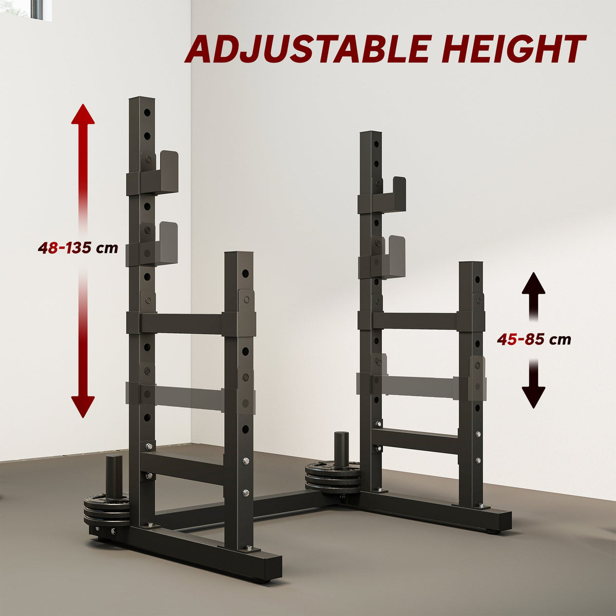SPORTNOW Adjustable Squat Rack with Plate Holders