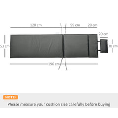 Outsunny Garden Sun Lounger Cushion Replacement Soft Sunbed Reclining Chair Relaxer Pad with Pillow, Cushion ONLY - Grey