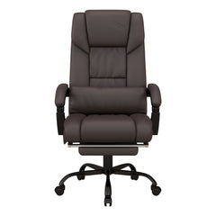 Vinsetto 6-Point Massage Office Chair, PU Leather Desk Chair with Adjustable Height and Footrest for Home Office, Brown