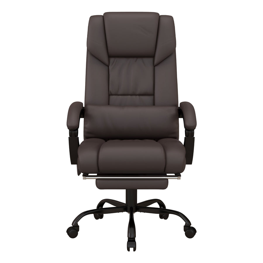 Vinsetto 6-Point Massage Office Chair, PU Leather Desk Chair with Adjustable Height and Footrest for Home Office, Brown