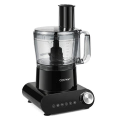 12 Cup Food Processor 600W with 3 Discs & 2 Blades for Slicing Shredding Dough-Black