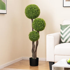 120 CM Artificial Boxwood Topiary Ball Tree with Triple Ball for Home Office