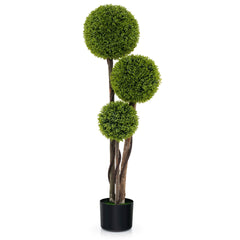 120 CM Artificial Boxwood Topiary Ball Tree with Triple Ball for Home Office