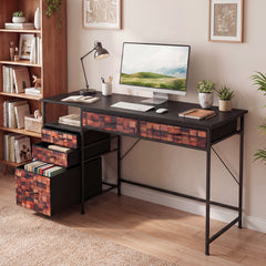120 CM Computer Desk Home Office Desk with Metal Frame-Coffee