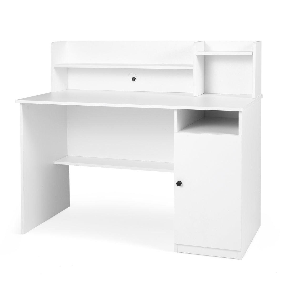 120 CM Computer Desk with Monitor Stand and Storage Cabinet-White