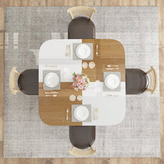 120 cm Modern Dining Table with Mix-colored Tabletop-Natural