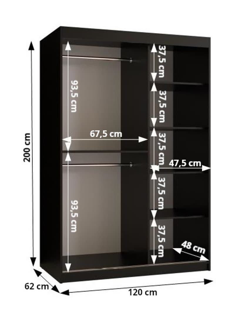 Parma Sliding Door Wardrobe 120cm
