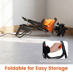 1200W Powerful Foldable Garden Rototiller for Lawn Soil Digging-Orange