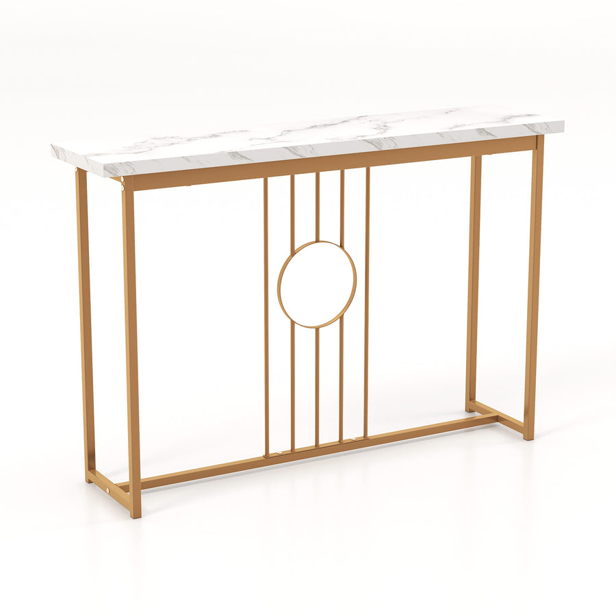 120cm Modern Faux Marble Top Console Table with Heavy-duty Metal Frame-White