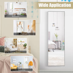 120 x 37 cm Full Length Wall Hanging Mirror with Adjustable Hook-Silver